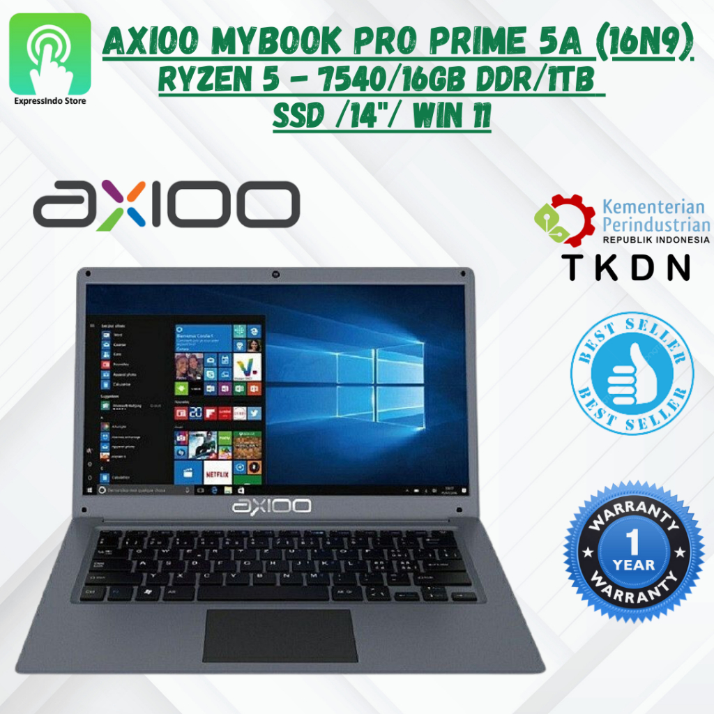 AXIOO Notebook Mybook pro Prime 5A (16N9) Ryzen 5 - 7540 16Gb/1TB/14"/Windows 11