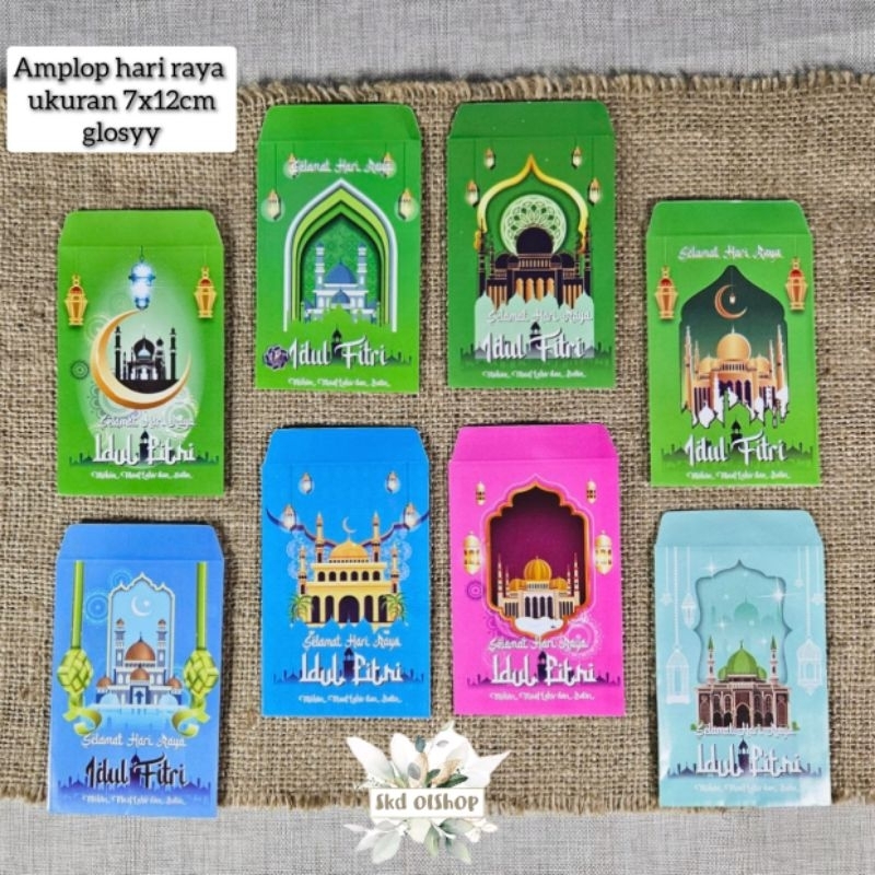 

100 lembar Amplop lebaran Ampao lebaran karakter masjid P ukuran medium mix gambar