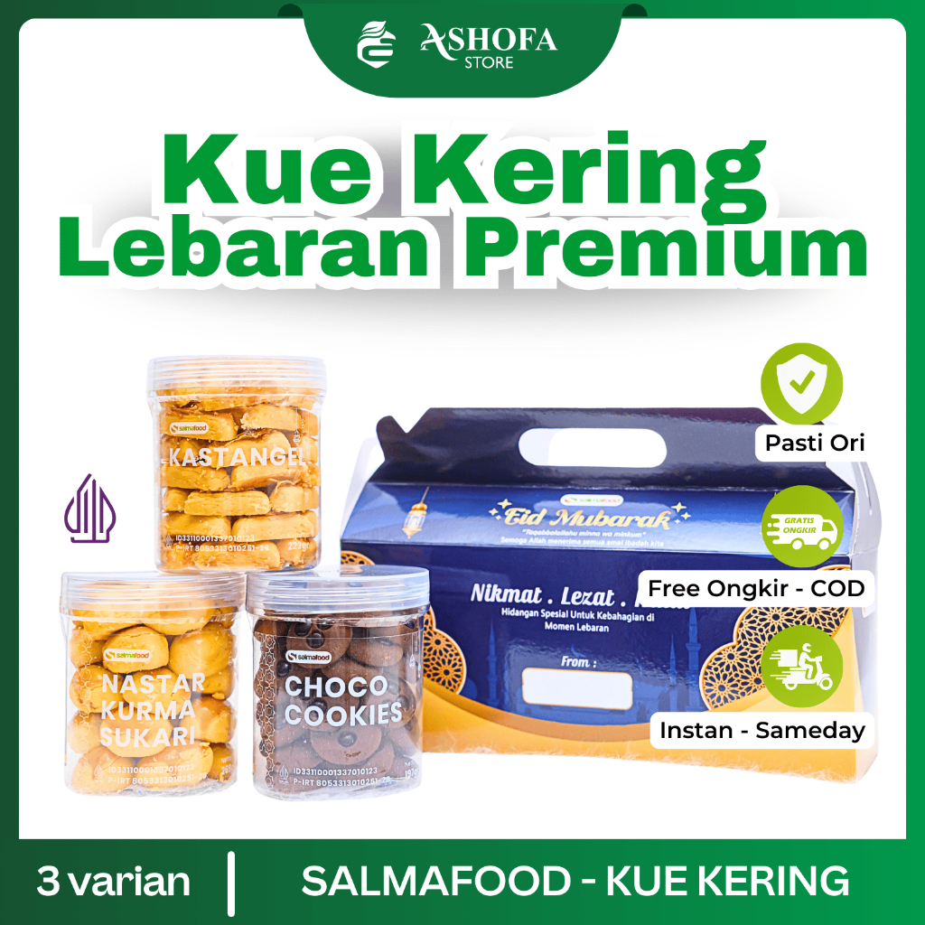 

SALMA FOOD Kue Kering Hampers Lebaran Premium Isi 3 Pcs Nastar Kurma Choco kastangel