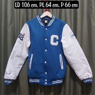 Preloved Jaket Varsity Baseball University, Size M, 3 Layer, Lengan kulit, Unisex
