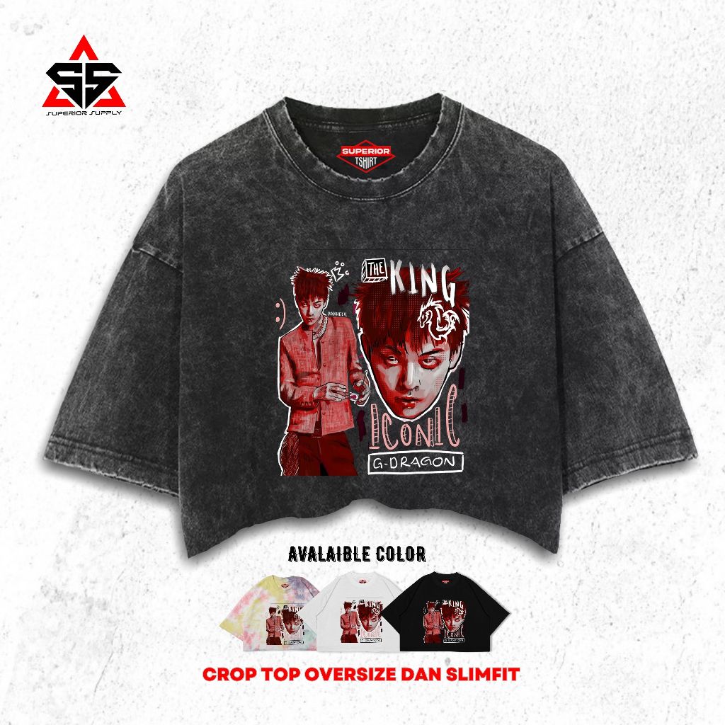 SUPERIOR Crop Tee G-Dragon Washed Tye Die Longsleeve Oversize Slimfit Crop Top GDRAGON-15