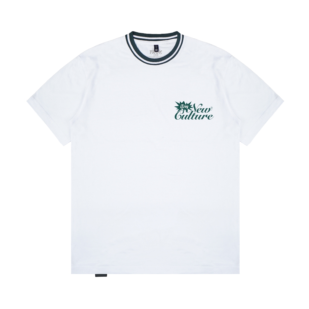 Troy Company Neck Strip Tshirt White New Culture - Kaos Lengan Pendek Kaos Putih KST 3056-2G1W