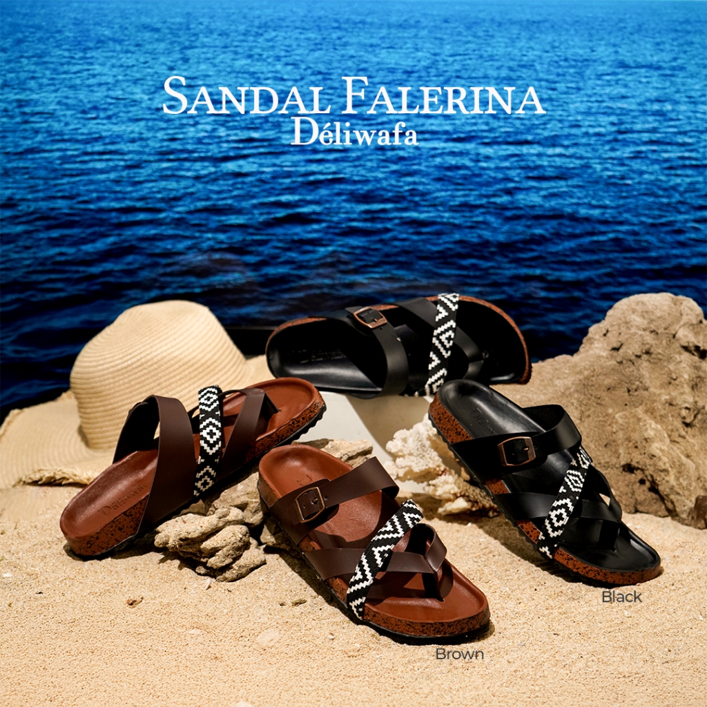 [Deliwafa] Falerina Comby Sandal Fashion Wanita Open Toe Flat