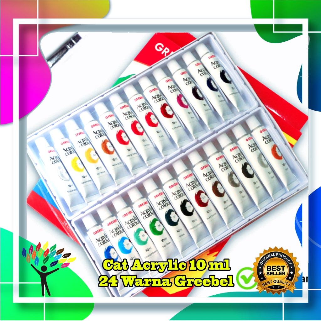 

GREEBEL Cat Lukis Akrilik Set / Acrylic Paint Color / Cat Acrylic 24 Warna 10ML