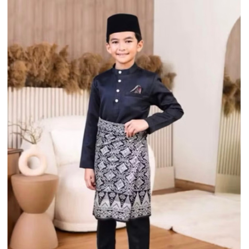 Baju melayu anak laki - laki teluk belanga cekak musang setelan pakaian muslim kokoh cowok adat