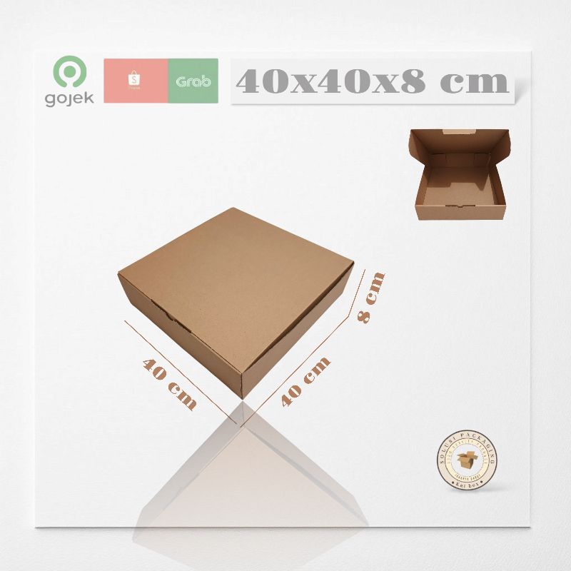 

kardus ukuran 40x40x8 cm die cut model pizza