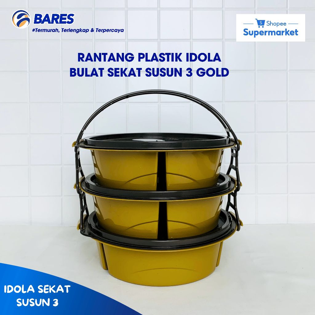 Rantang Plastik Idola Sekat Susun 3 Gold