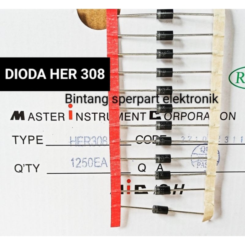 (1 BUAH) DIODA HER308 ULTRA FAST RECOVERY DIODE DIODA HER 308 ULTRA FAST DIODE HER308 DIODE HER 308