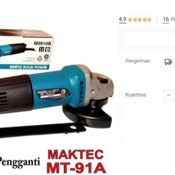 

MAKITA M0910B Mesin Gerinda Tangan 4 Inch Angle Disc Grinder Gurinda MT91A