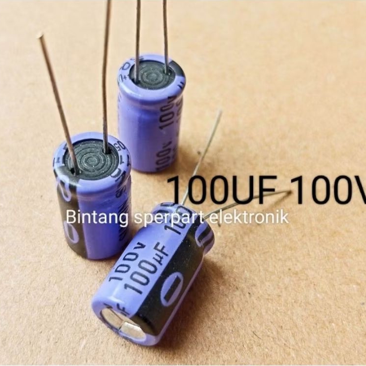(1 BUAH) CAPACITOR ELCO 100 UF 100V KAPASITOR ELCO 100UF 100V KAPASITOR ELCO 100V 100UF ELCO 100UF 1