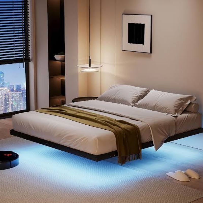 Dipan besi melayang / Ranjang tempat tidur melayang / Ranjang Tempat Tidur besi Tingkat 2 simple min