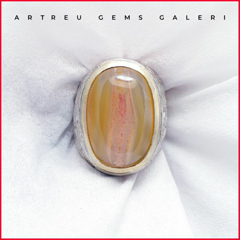 Batu Yakut Merah Motif Kendit | COD Bisa | Cincin Batu Akik Ring 5 - 10