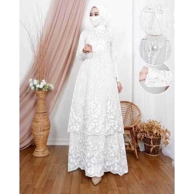 (NEW) DAVINA Full Brukat BUSUI Dress FREE Masker - Baju Gamis Full Brukat Brokat Remaja Wanita Perem