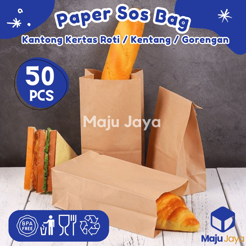 

Paper Sos Bag White Kraft / Kantong Kertas Roti Kentang Gorengan / Kantong Kertas Makanan Ayam Fried Chicken Warna Putih & Coklat / Paperbag Snack Kantong Kemasan / Kertas Kentang Goreng