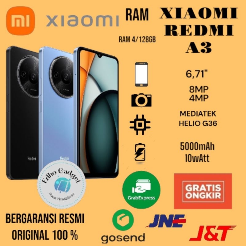 Xiaomi Redmi A3 ram 4/128gb bergaransi resmi xiaomi service center indonesia 12 bulan 1 tahun