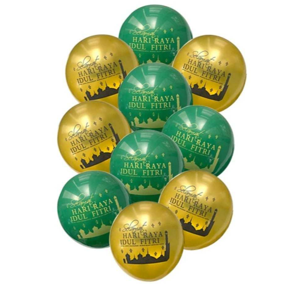 YuHang - Balon Latex Idul Fitri Lebaran Ramadhan 12 Inch - Pak (100Pcs)