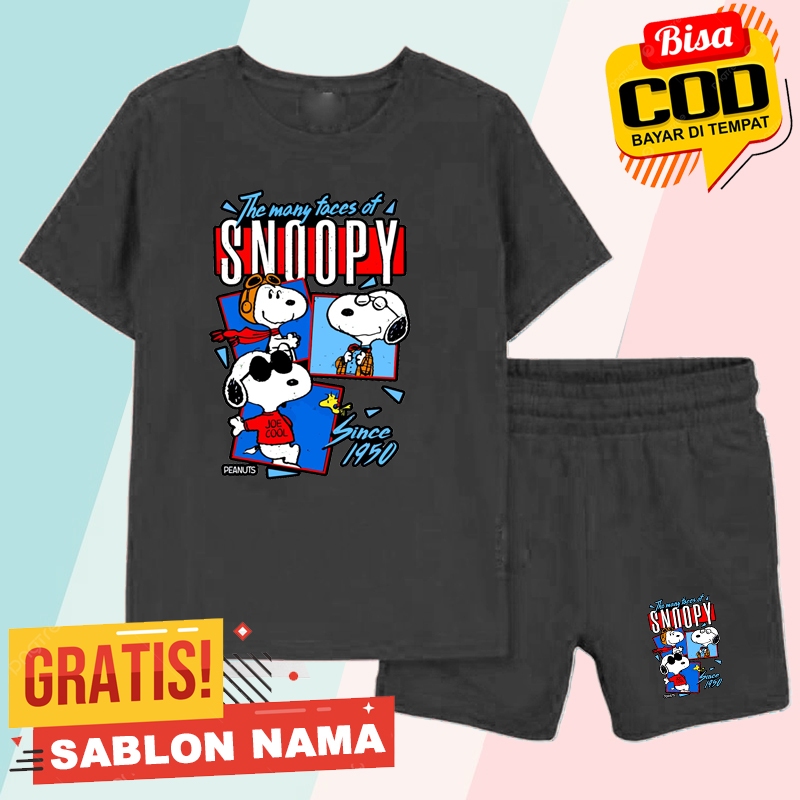 Stelan Kaos Anak Snoopy / Baju Stelan Anak Laki Laki & Perempuan Snoopy