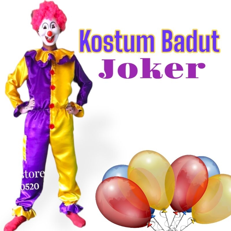 kostum badut topeng fullset bonus topeng badut