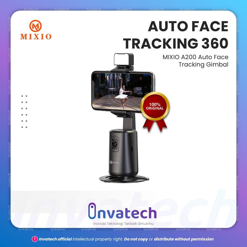 MIXIO A200 Auto Face Tracking Gimbal Handphone Stabilizer 360° With Lampu LED AUTO FACE TRACKING 360