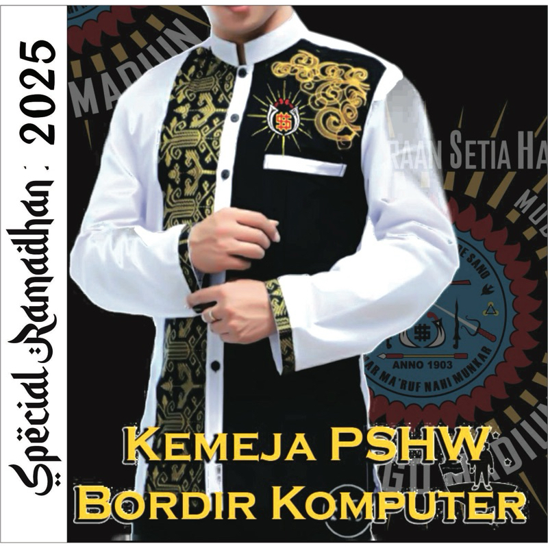 Baju muslim bordir pshw/ baju koko bordir pshw/ atasan bordir pshw/ baju lebaran pria
