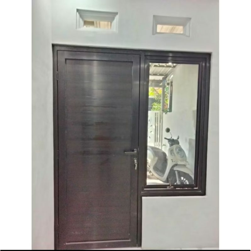 PINTU+KUSEN ALUMUNIUM T200xL80 GANDENG SATU JENDELA T100xL50 BISA COSTUM UKURAN