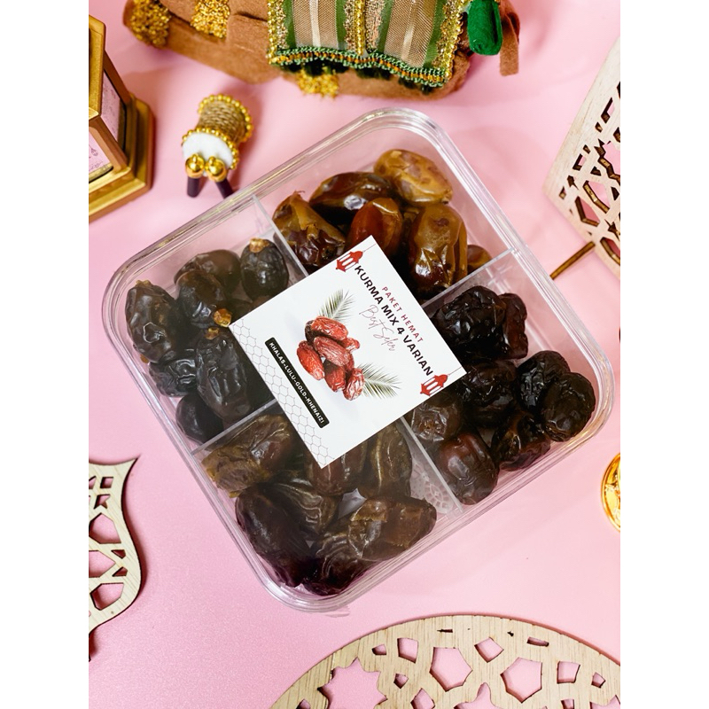 

Kurma 4 Varian Rasa - Paket Hamat Kurma - Kurma Khalas - Kurma Golden - Kurma Lulu