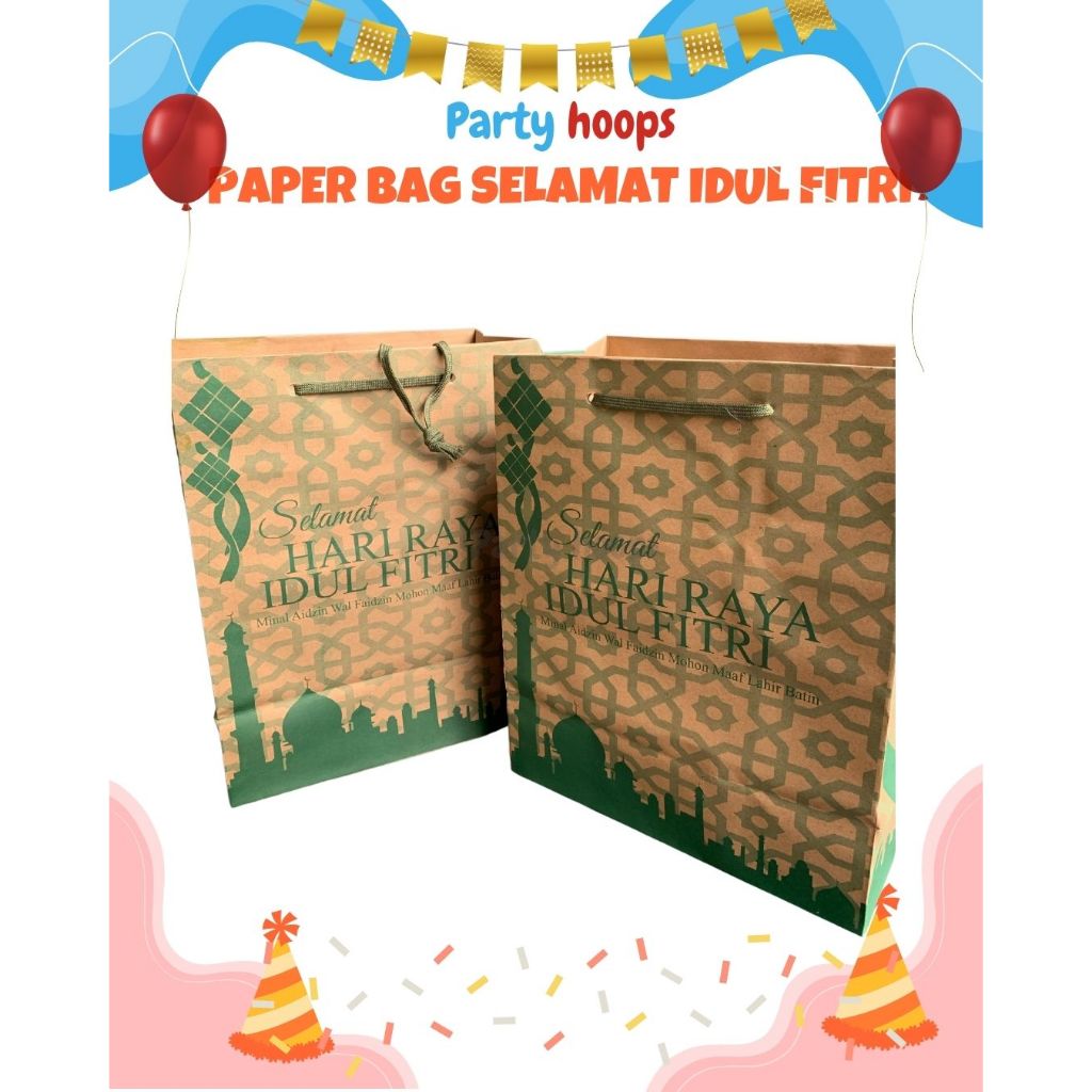 

1pcs Paper Bag Selamat Hari Raya Idul Fitri Tas Kertas Souvenir