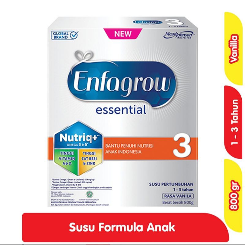 

ENFAGROW essential 3 susu bubuk pertumbuhan anak 1-3 tahun vanilla 800gr