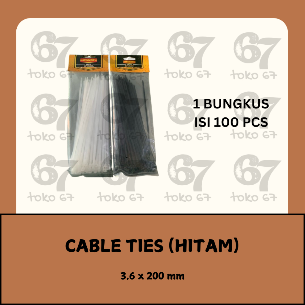 

OWNER CABLE TIES KABEL TIS TEBAL HITAM 3,6 X 200 MM (PANJANG 20 CM)