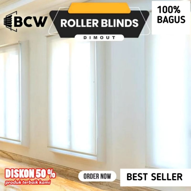 BCW Roller Blinds Dimout Headrail - Tirai Jendela - Tirai Gulung Jendela Custom