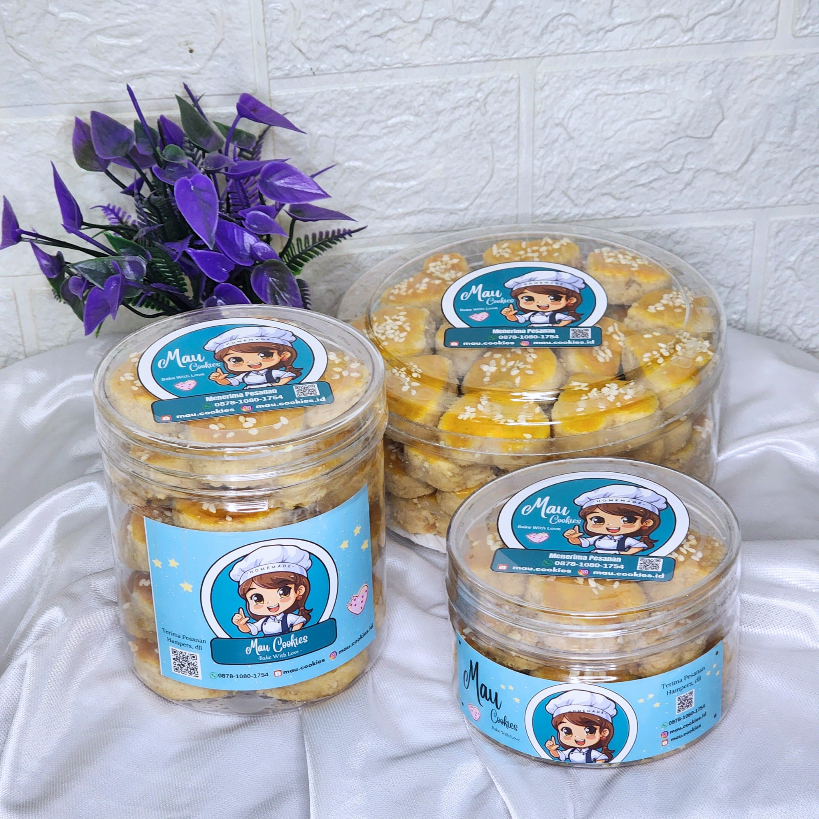 

Kue Kacang tabur Wijen Toples Jar 600ML 300ML / Peanut Cookies Toples Tabung / MAU Cookies