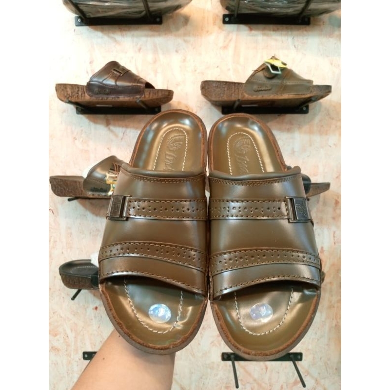 Sandal Kulit Indian 337 Brown ASLI - Sandal Selop Kulit Indian Asli Made in Italy - Sandal Kulit Ind