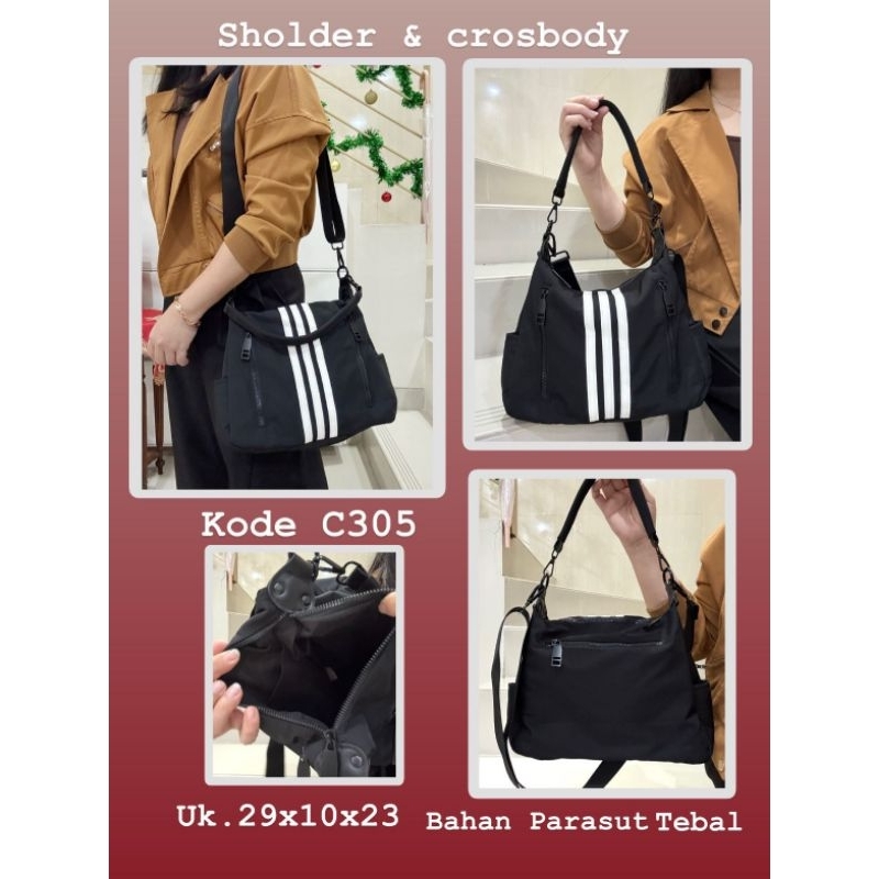 TAS SELEMPANG HITAM MOTIF IMPORT PREMIUM