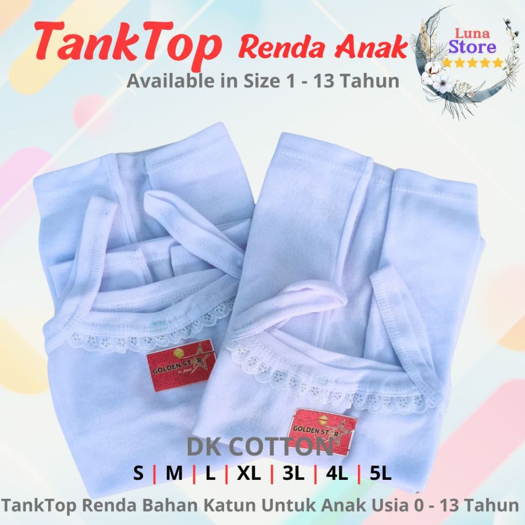 6 pcs Tanktop Kaos Dalam Renda Wanita Anak Remaja / Kaos Dalam Renda Remaja Wanita Tanktop M L XL XX