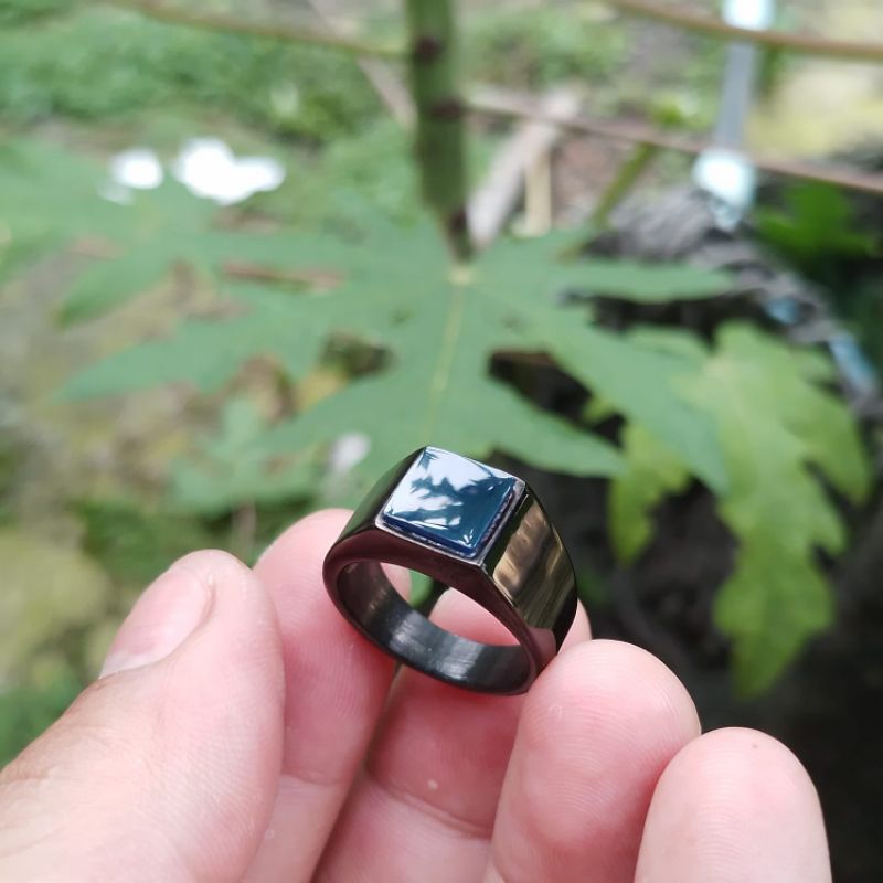 cincin batu akik yaman azrok model kotak simple original stone