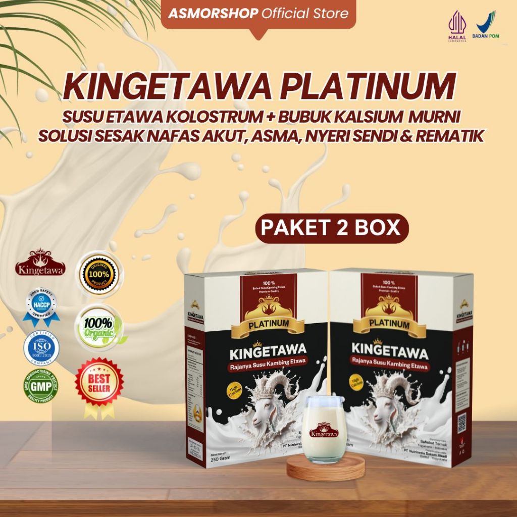 

Kingetawa Platinum - Susu Kambing Etawa - Nyeri Sendi, Pernafasan dan Osteoporosis - Paket 2 Box