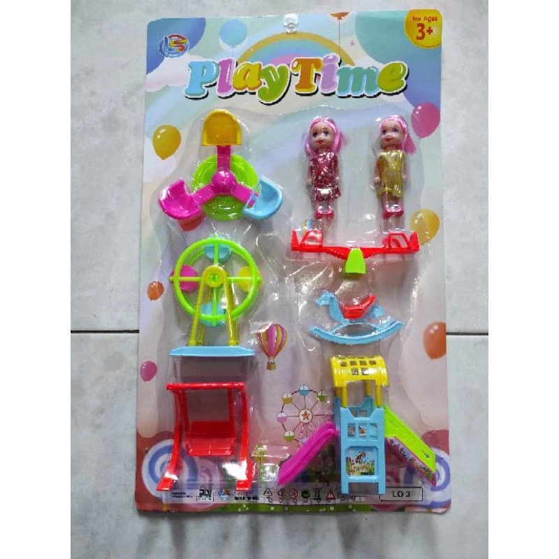LO 3 PLAY TIME / mainan anak edukasi super lucu ayunan bonus 2 boneka