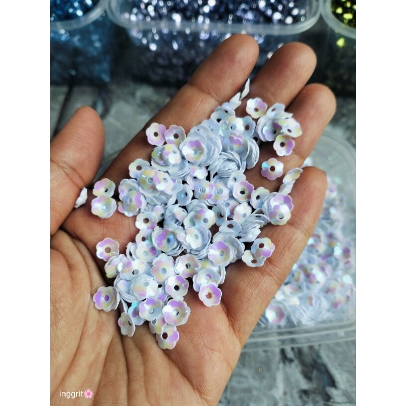 (3gr)Mote sequin Bunga Mangkok 6mm/Payet borci