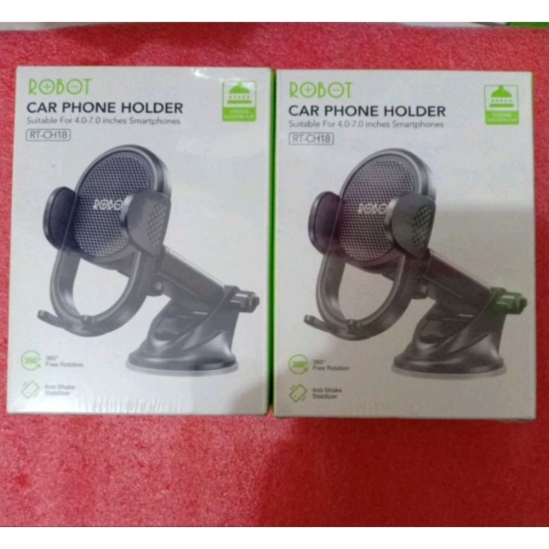 Holder Mobil ROBOT RT-CH18/ ROBOT Car Holder RT-CH18 Black/ Car Holder ROBOT Anti Shake Stabilizer/ 