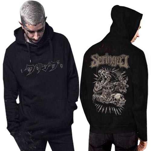 Sweater Seringai Mechawolf Hoodie Casual Unisex Bahan Black Cotton Fleece | PULLOVER & ZIPPER HOODIE