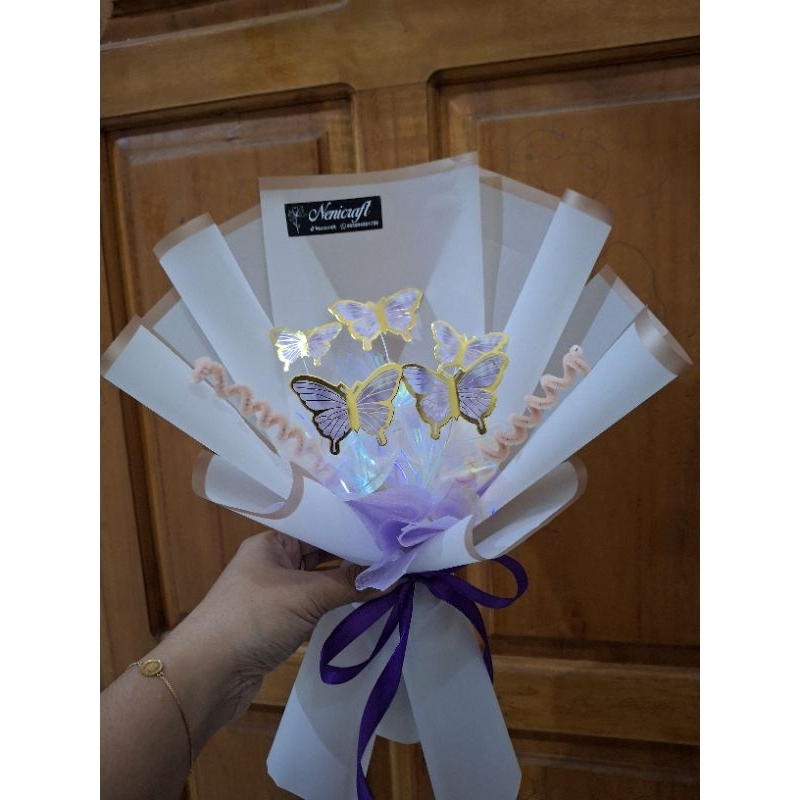 Buket kupu kupu murah+kawat bulu