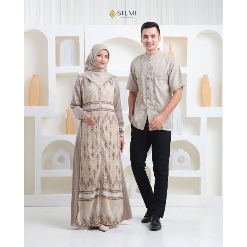COUPLE SET SARIMBIT KELUARGA 2025 DRESS BROWN WARDAH BY SILMI