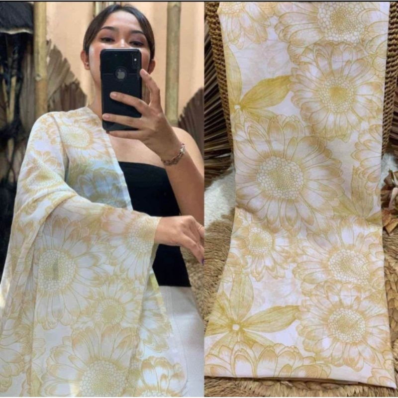 Bahan Kain kebaya sifon MATAHARI/sifon sutracreb full motif/kain bahan kebaya/kebaya bali