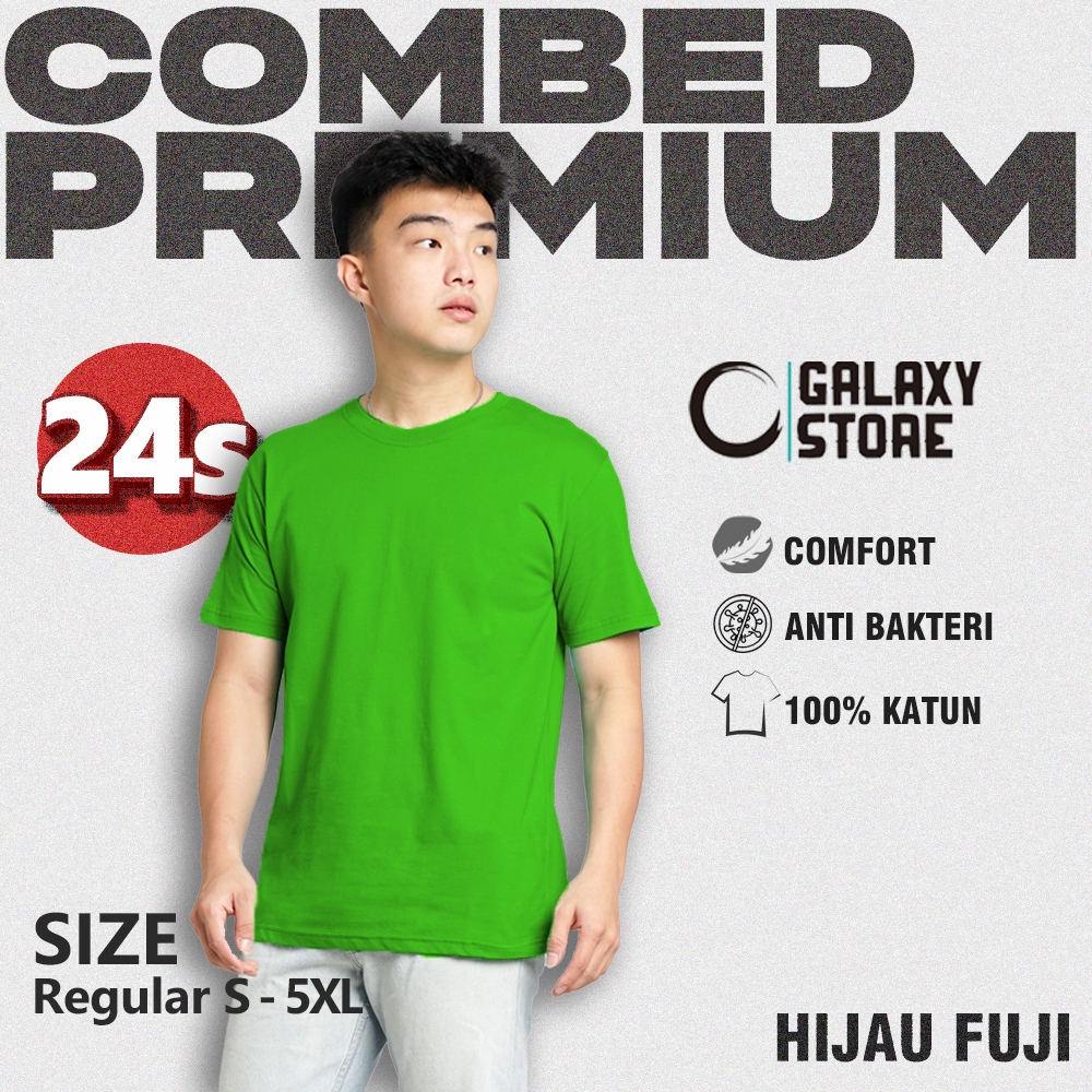Kaos Polos Hijau Fuji S - 5XL Cotton Combed 24s Premium