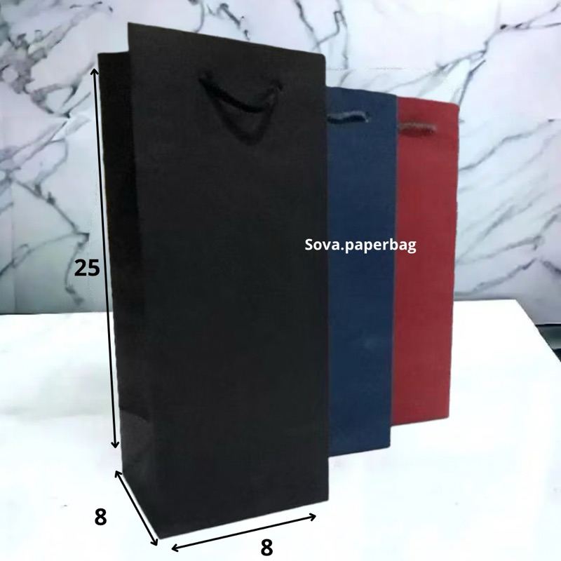 

paperbag coklat & hitam botol souvernir (8×8×25)