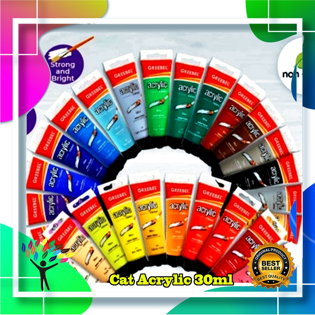

GREEBEL Cat Lukis Akrilik / Cat Acrylic Colour Kanvas / Acrylic Paint Color / Cat Lukis Canvas / CAT AKRILIK 30 ML / PCS ORIGINAL