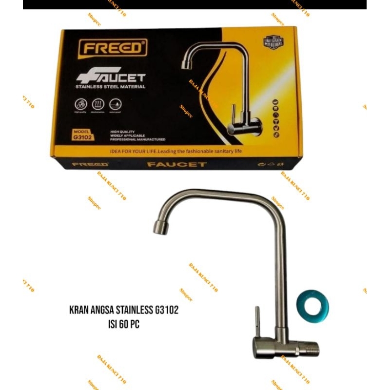 Kran Angsa Tembok Pipa Stainless Sus 304 FREED / Keran Angsa Sink Cuci Piring Stainless / Kran Angsa