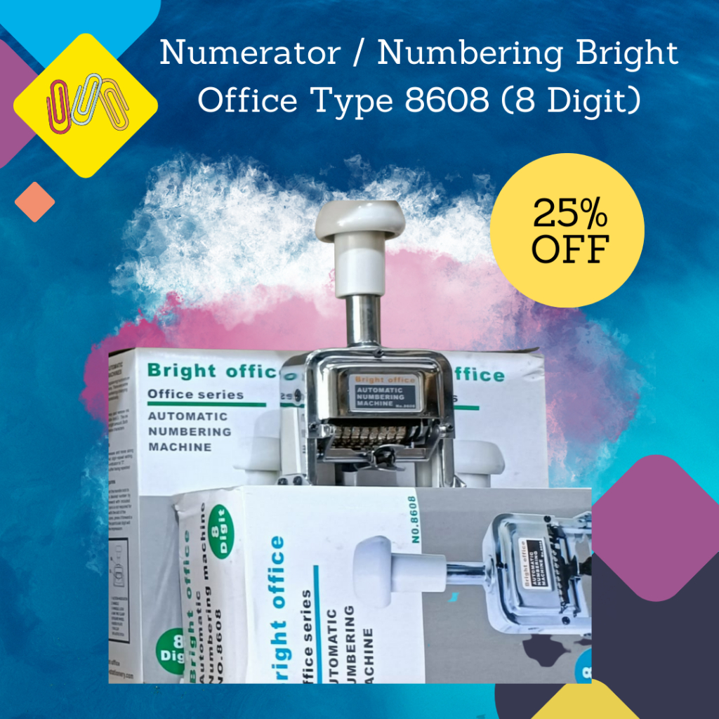 

Numbering Machine 8 Digit / Stempel Angka / Numerator Bright Office (8 Digit) Type 8608