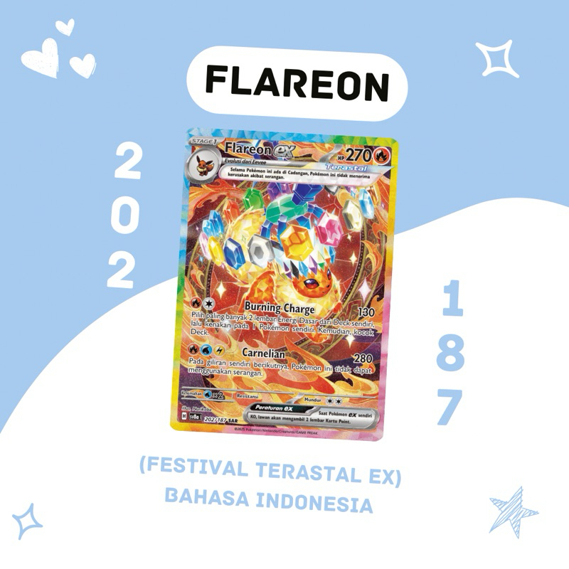 Flareon EX SAR SV8A 202/187 Pokemon TCG Indonesia