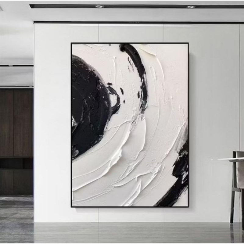 lukisan abstrak hitam putih aesthetic